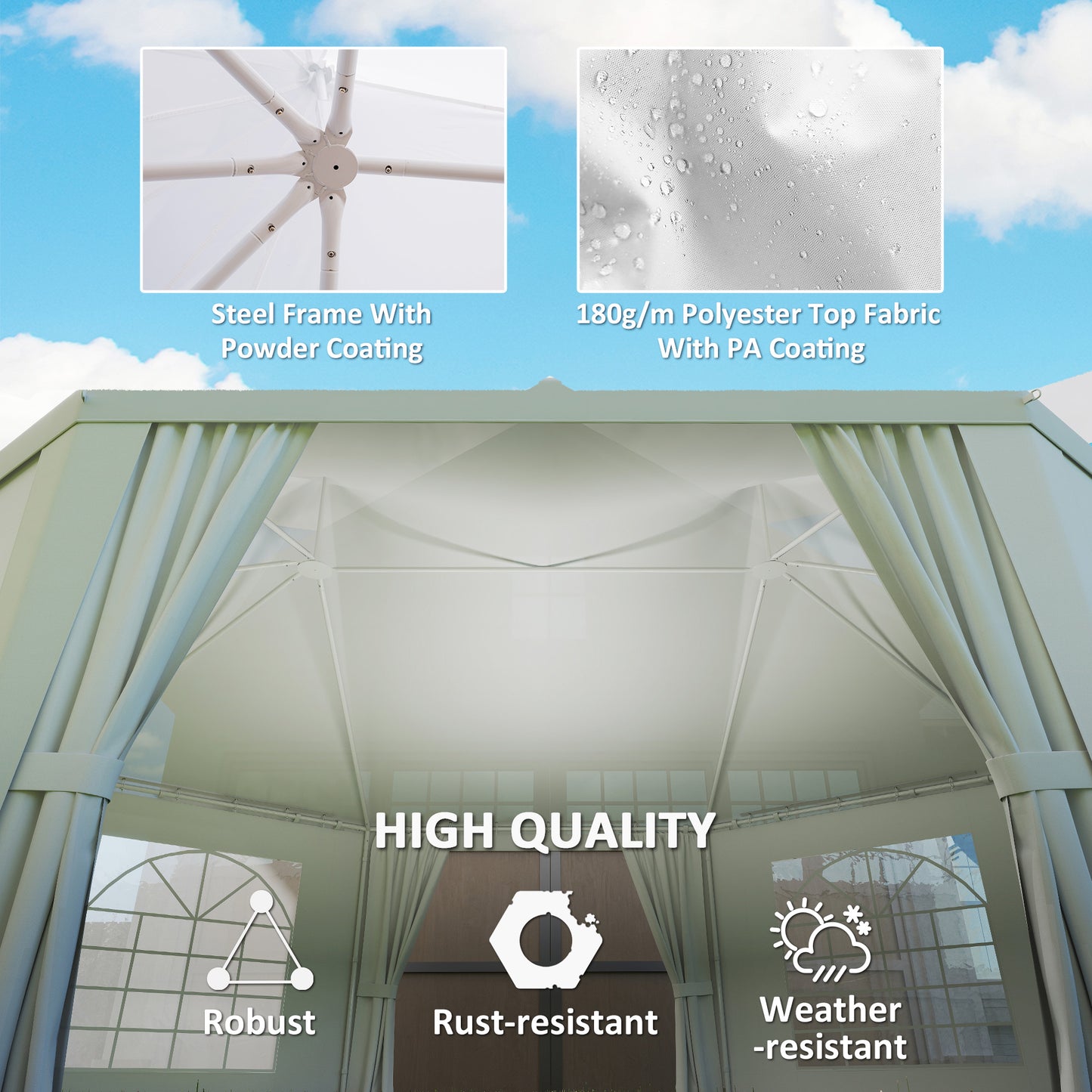 Outsunny 6.8 x 5m Octagonal Marquee Gazebo - White
