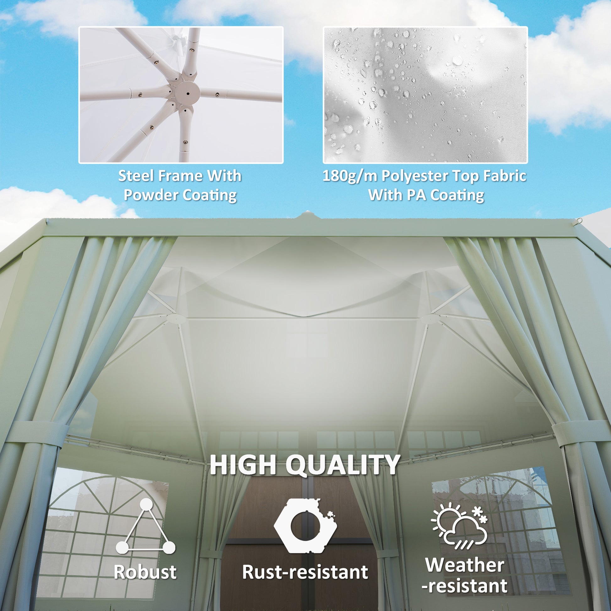 Outsunny 6.8 x 5m Octagonal Marquee Gazebo - White