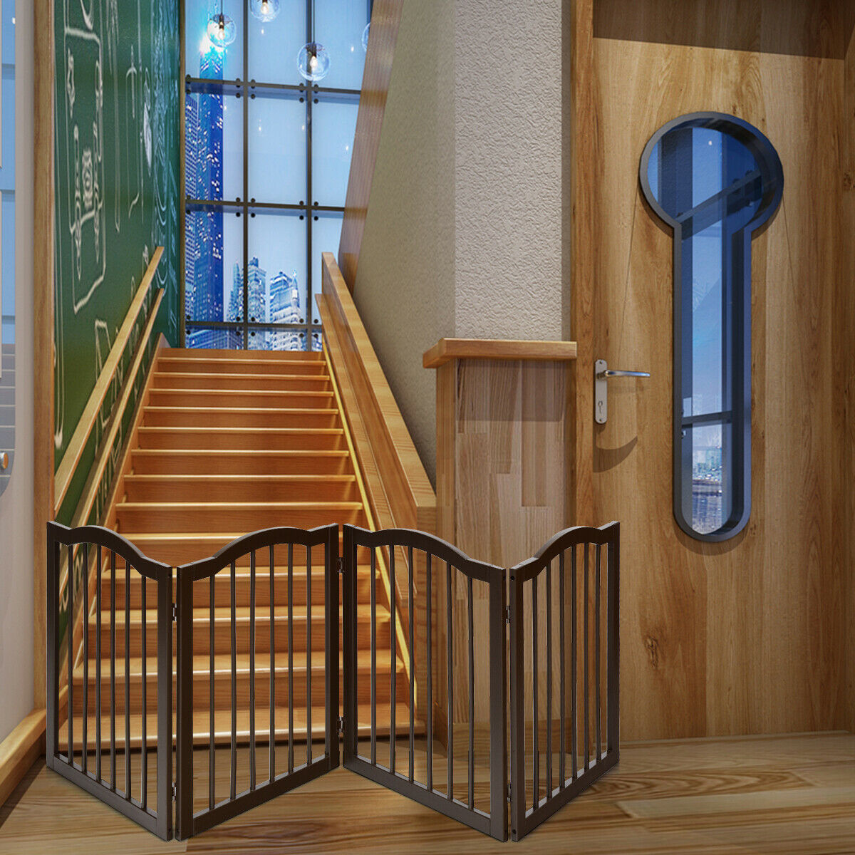 Pine Wooden Pet or Baby Fence with 4 Panels