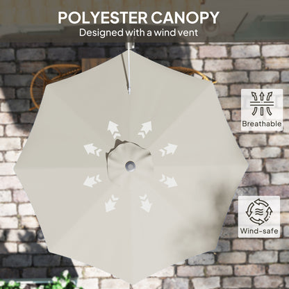 Outsunny 3(m) Wall-Mounted Parasol Shade, with Handle - Light Grey