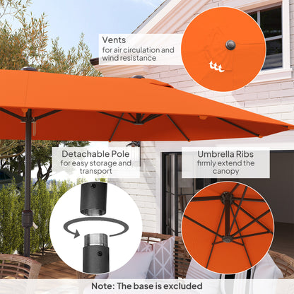 Outsunny 4.6m Double Garden Parasol - Orange