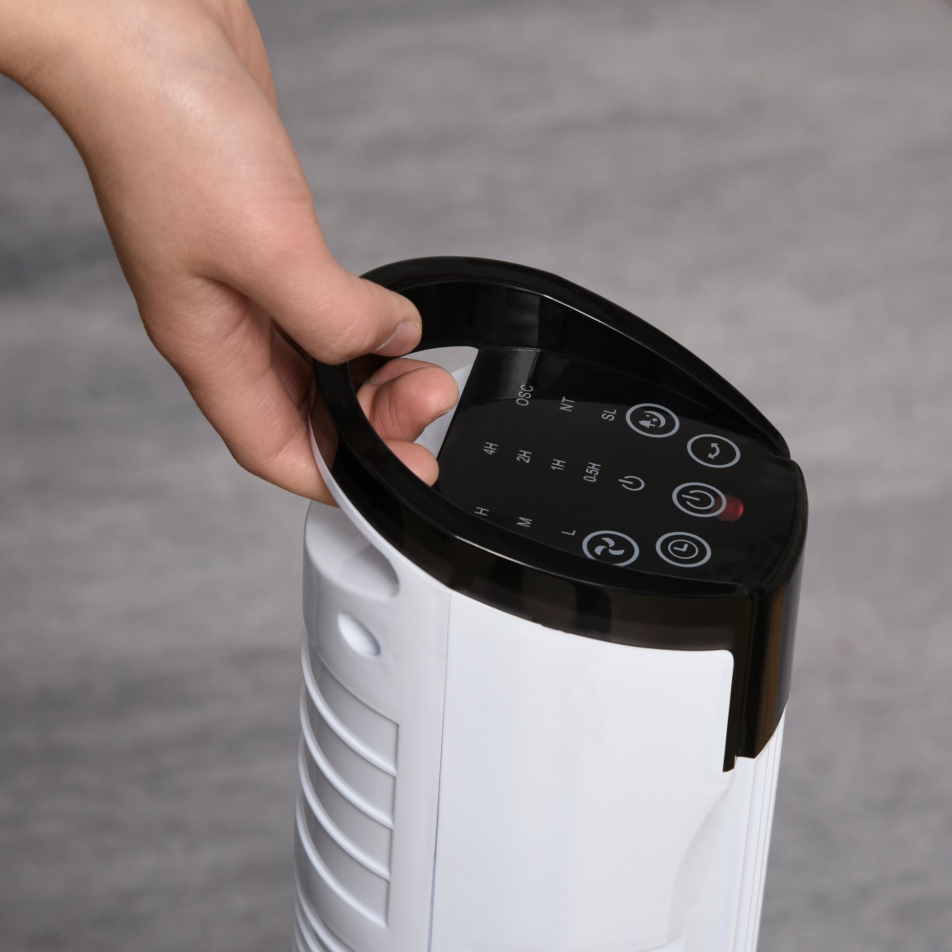 HOMCOM Freestanding Tower Fan, 3 Speed 3 Mode, 7.5h Timer, 70 Degree Oscillation, LED Panel, 5M Remote Controller, Black and White