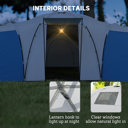 Outsunny 6-9 Man Tent with Bedrooms and Living Room, Accessories Included, Blue