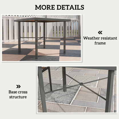 Outsunny Garden Table, 90cm Square Outdoor Patio Dining Table with 4.2 cm Umbrella Hole, Metal Frame, Wood Effect Top, for Terrace, Balcony, Natural Wood Finish