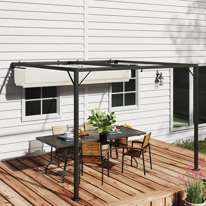 Outsunny 3 x 3(m) Outdoor Pergola with Retractable Canopy -Cream White