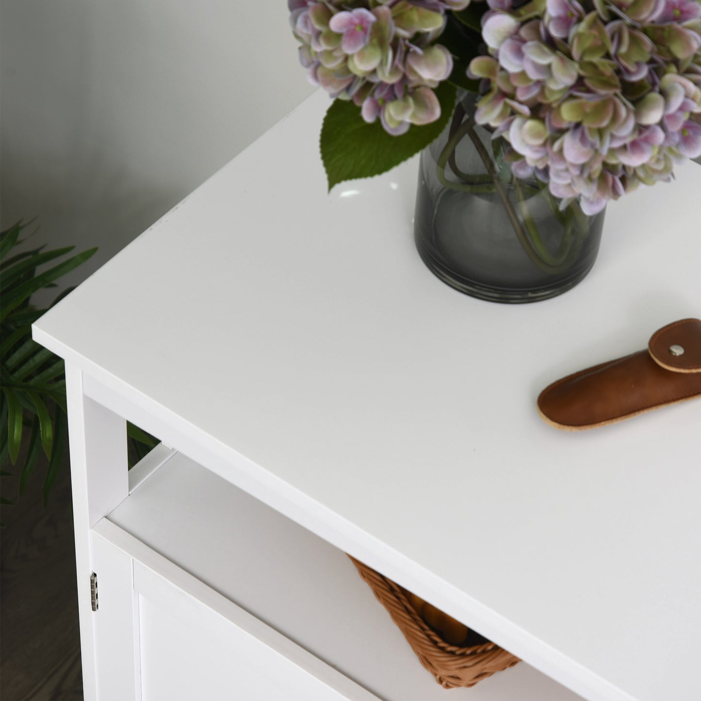 HOMCOM Kitchen Console Table/Buffet Sideboard/Wooden Storage Table with 2-Level Cabinet and Open Shelf, White