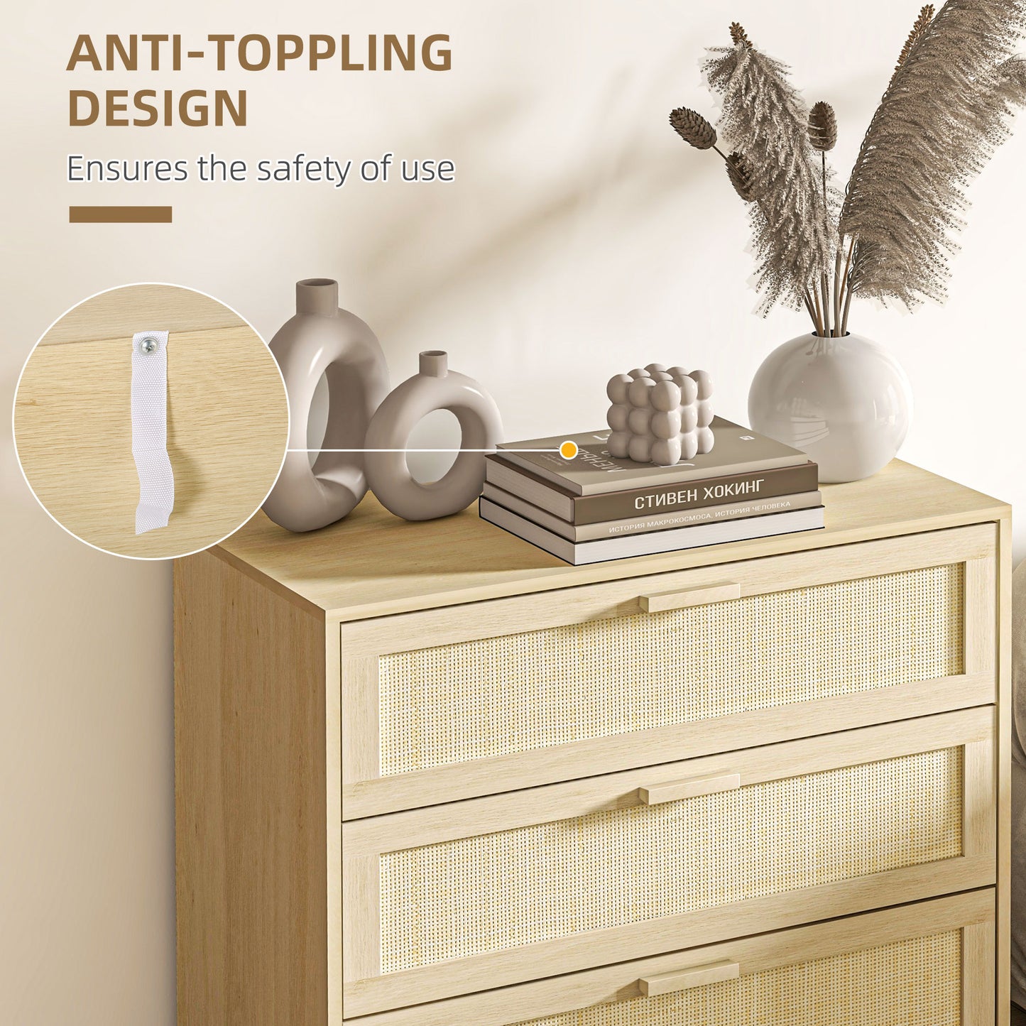 HOMCOM 3 Drawer Storage Unit Cupboard Wooden Freestanding Storage Cabinets