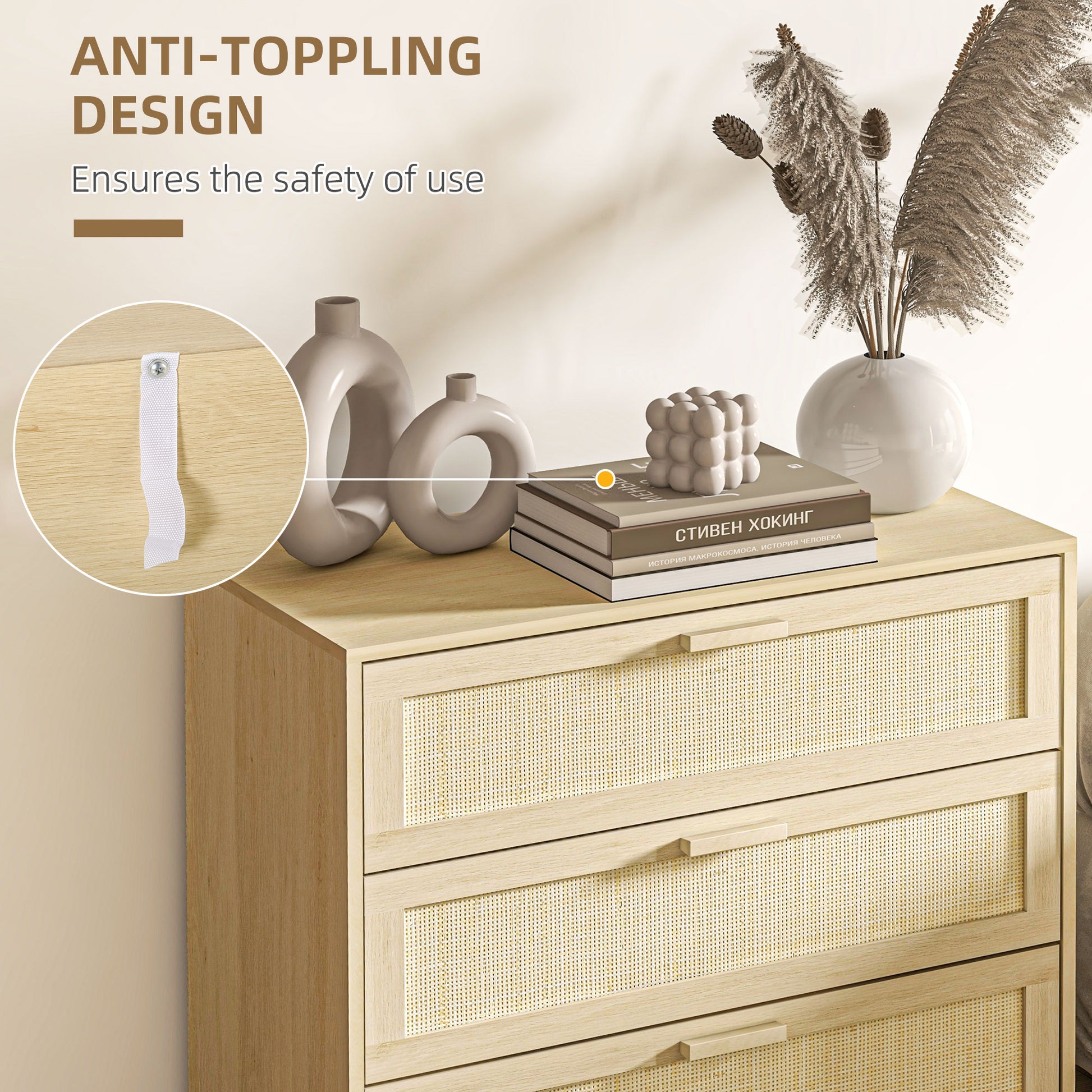 HOMCOM 3 Drawer Storage Unit Cupboard Wooden Freestanding Storage Cabinets