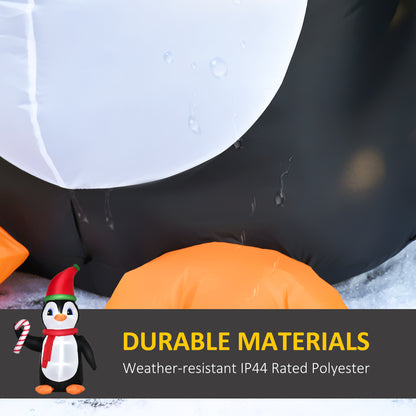 HOMCOM 2.5m Inflatable Christmas Penguin Holding Candy Cane Blow Up Outdoor Decoration with LED Lights for Holiday