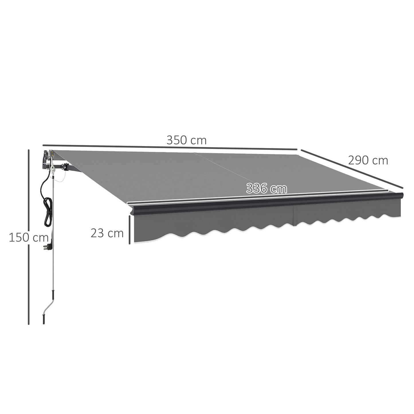 Outsunny 3.5 x 3m Electric/Manual Awning, with Remote - Dark Grey