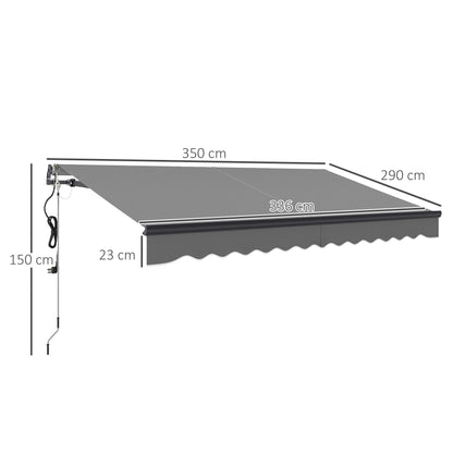 Outsunny 3.5 x 3m Electric/Manual Awning, with Remote - Dark Grey