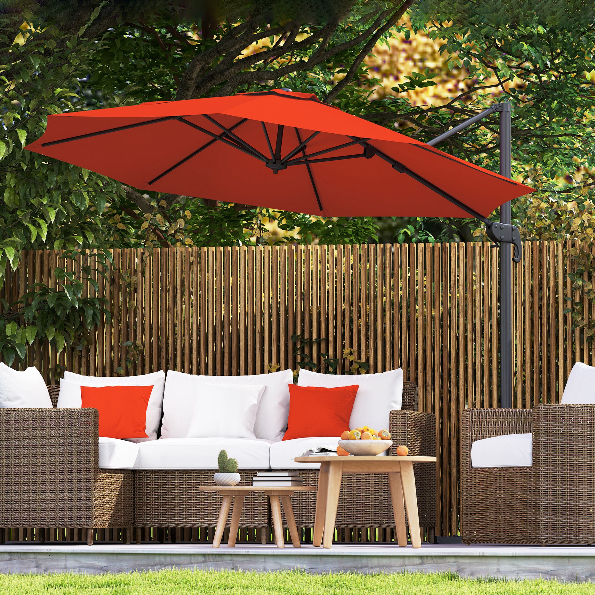 Outsunny Five-Position Overhanging Parasol - Orange