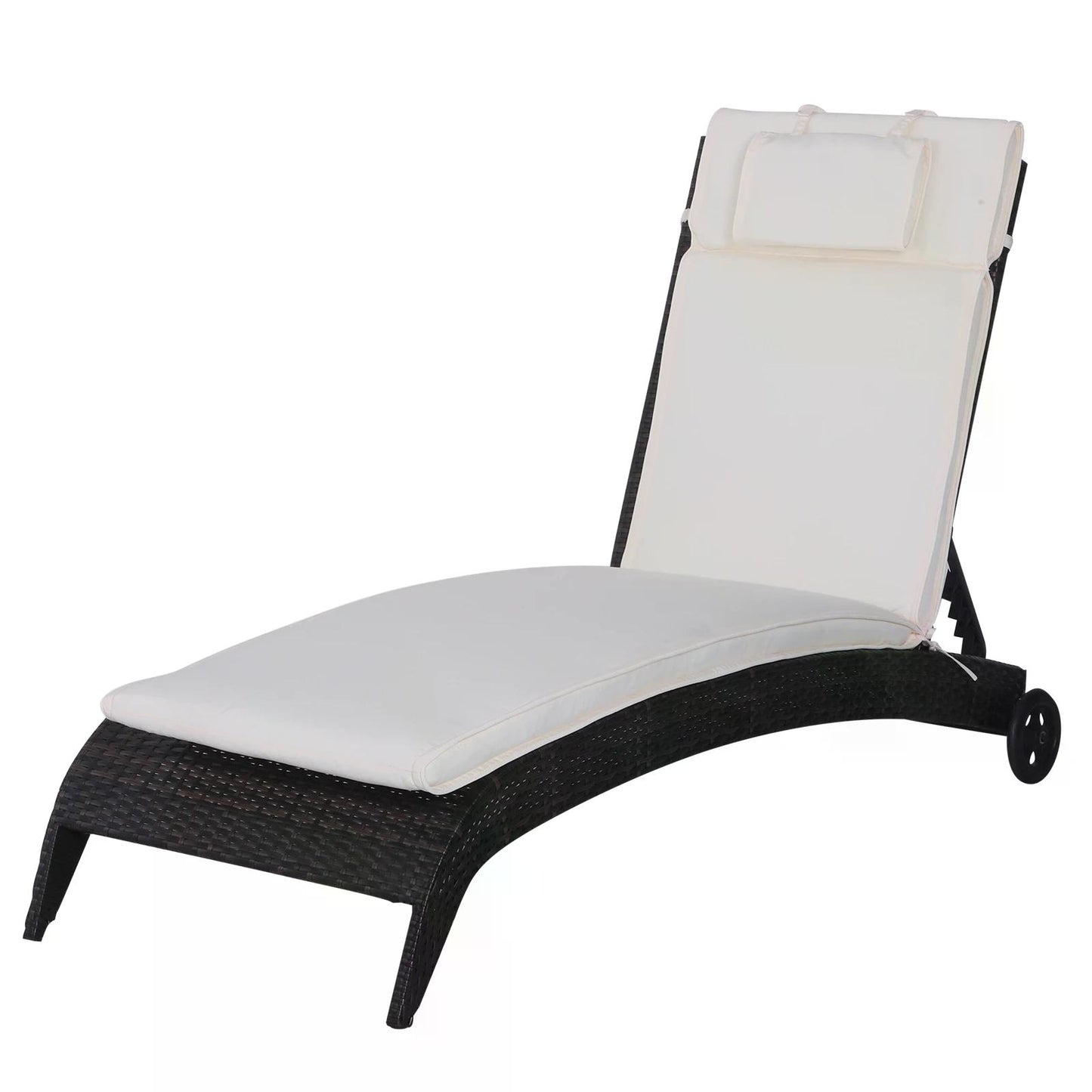 Outsunny Garden Sun Lounger Chair Cushion Reclining Relaxer Indoor Outdoor White