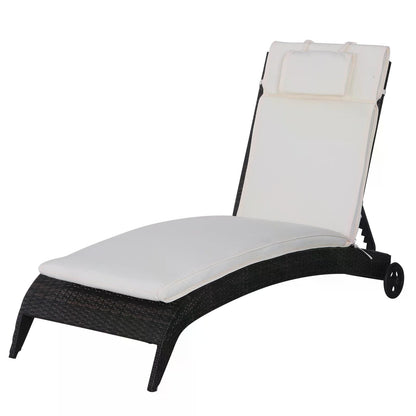 Outsunny Garden Sun Lounger Chair Cushion Reclining Relaxer Indoor Outdoor White