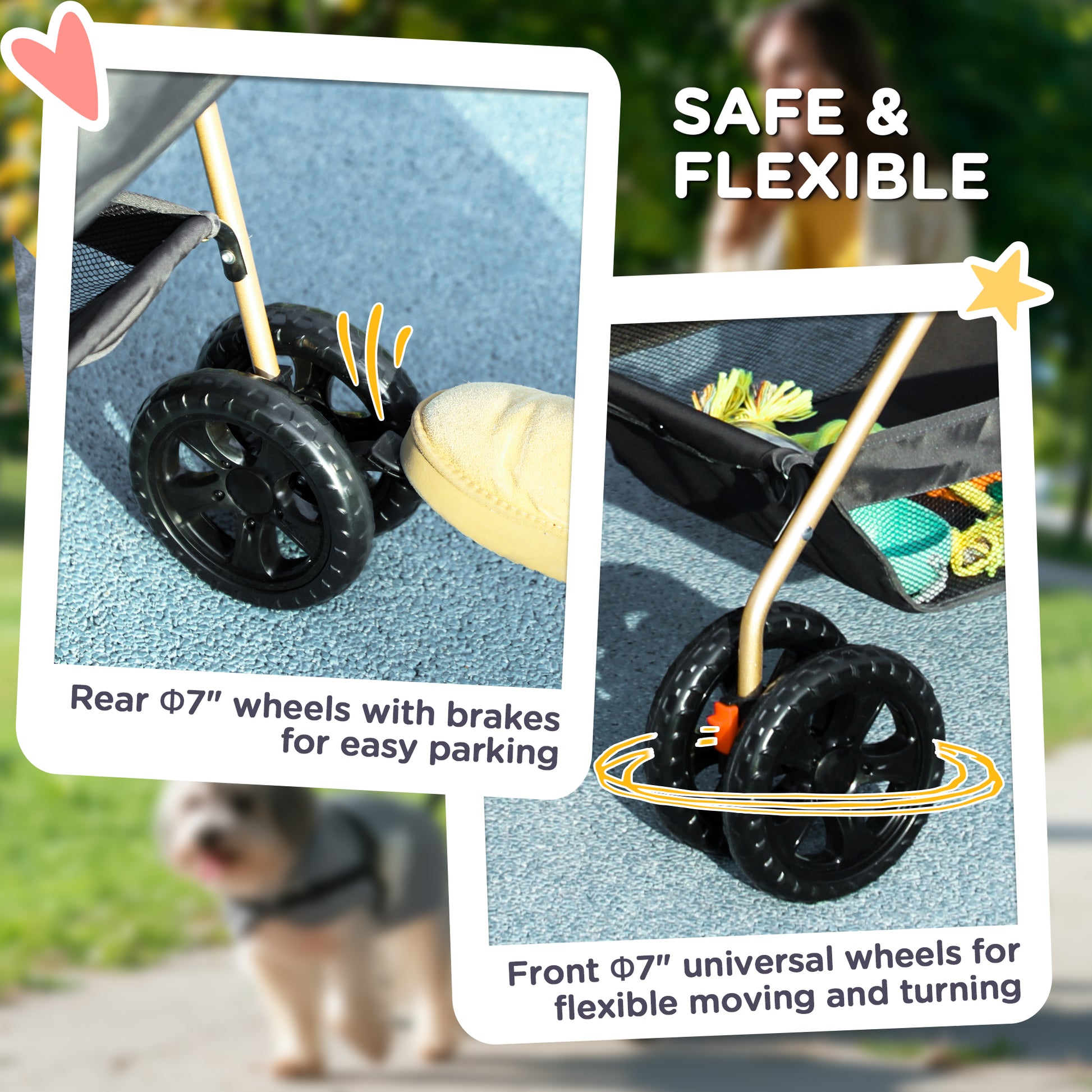 pawhut four wheel cat dog pet stroller PawHut PawH 3-in-1 Pet Stroller, Folding Four-Wheel Dog Pram with Deta – GardenArch