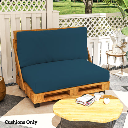Outsunny Two Piece Seat Pallet and Back Cushions - Navy Blue
