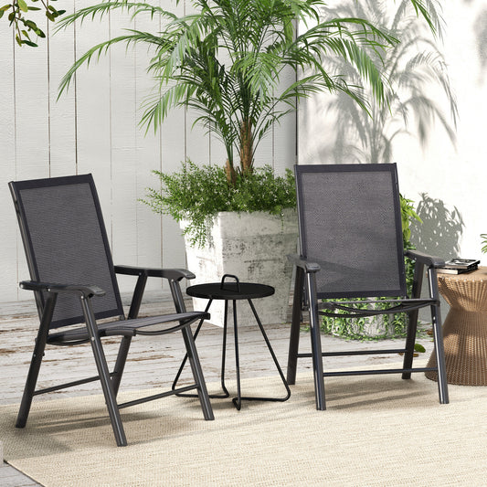 Outsunny Set of Two Folding Garden Chairs - Dark Grey