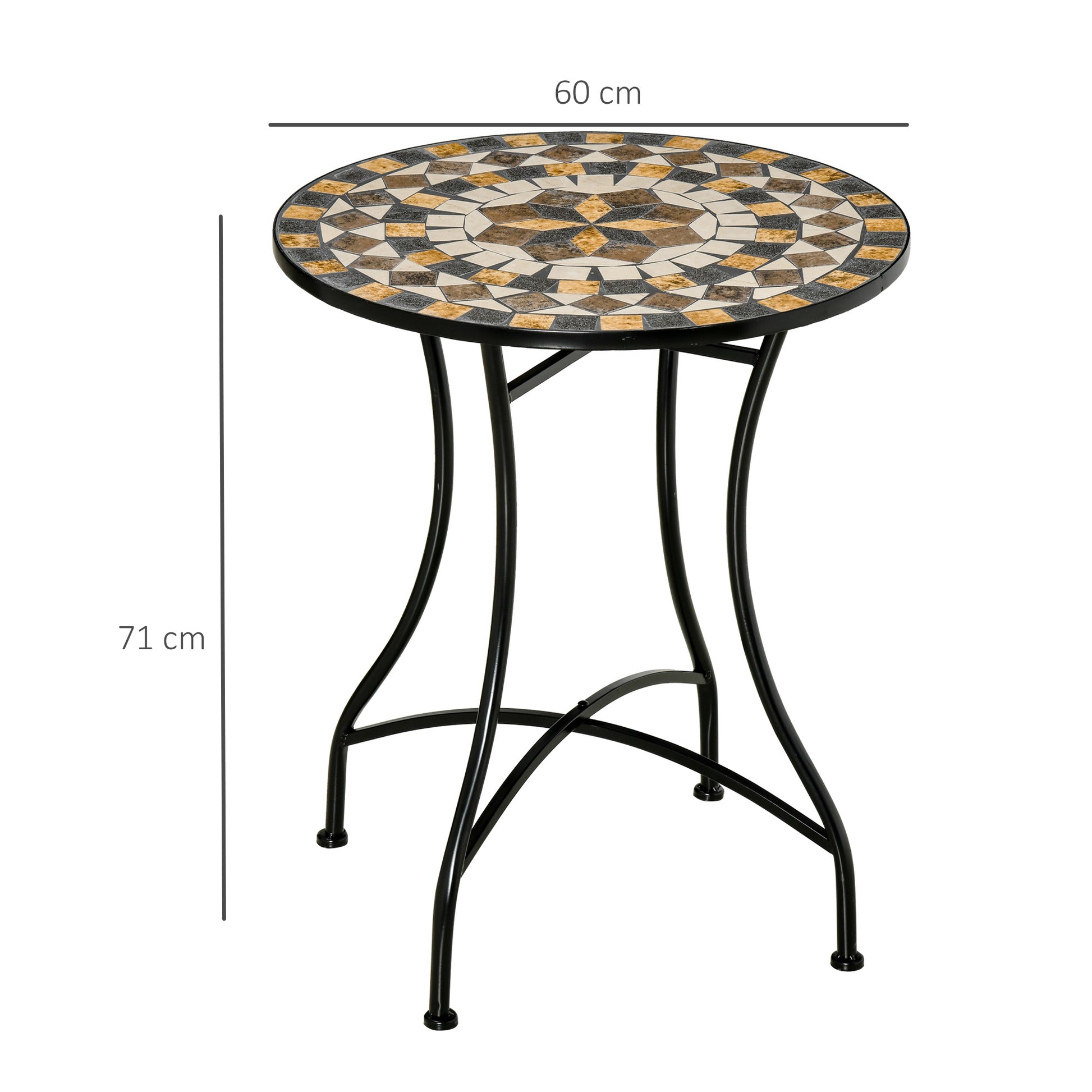 Outsunny ?60cm Mosaic Outdoor Patio Table - Grey