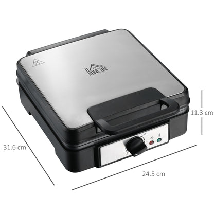 HOMCOM 4 Slice Waffle Maker Iron Machine with Deep Cooking Plate, Adjustable Temperature, Non-stick Coating and Cool Touch Handle, 1200W