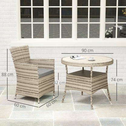 Outsunny Five-Piece Rattan Garden Set, with Two-Tier Table - Grey