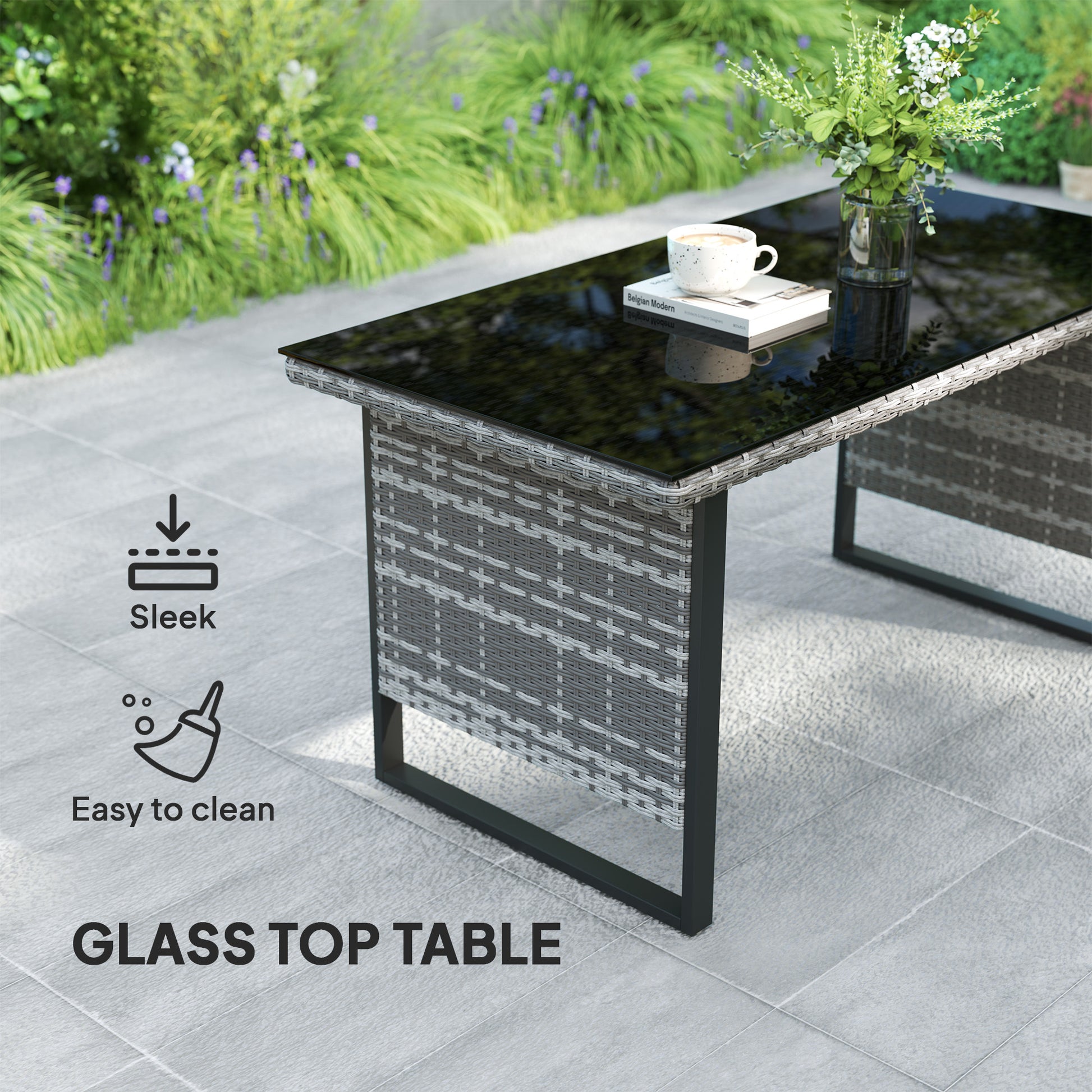 Outsunny Piece Rattan Garden Furniture Set, Seater Garden