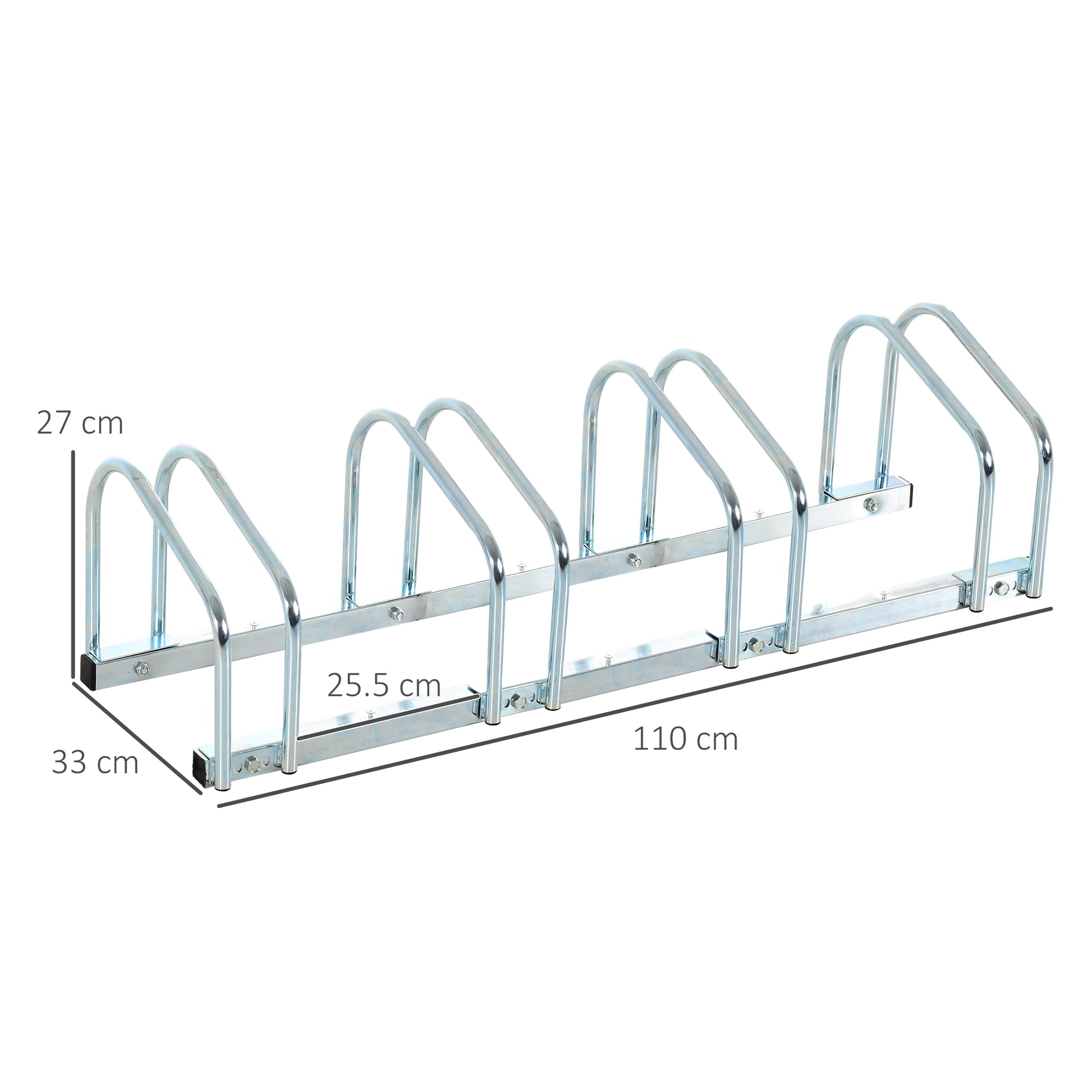 HOMCOM 4-Bike Floor Bike Stand Silver
