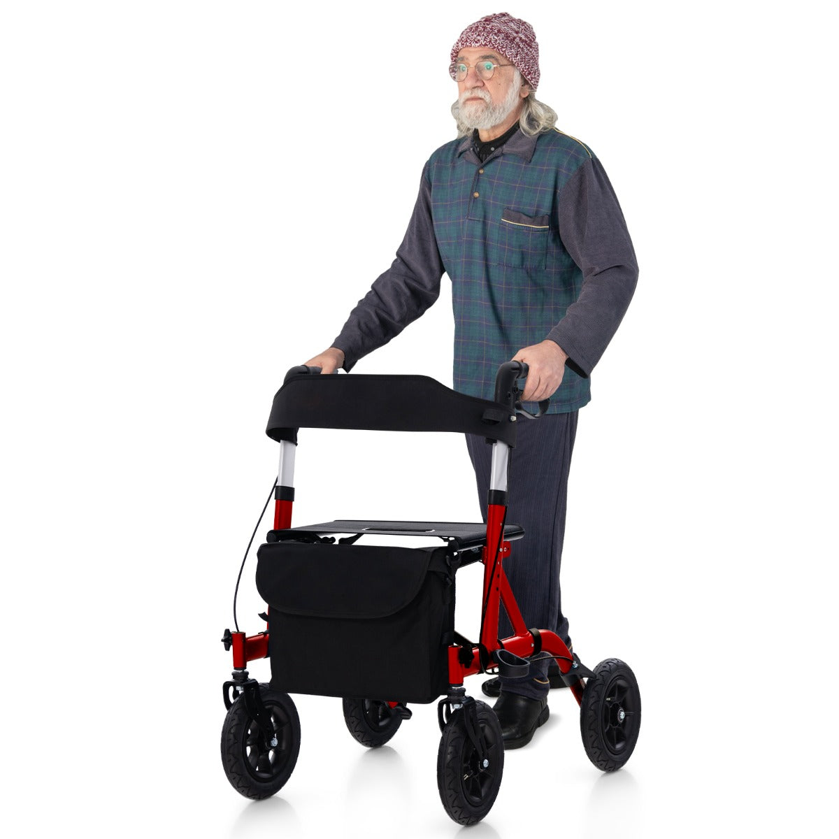 Foldable Rolling Walker with Seat-Red