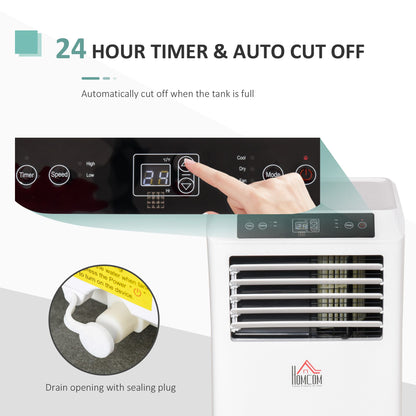 HOMCOM Mobile Air Conditioner White W/ Remote Control Cooling Dehumidifying Ventilating - 765W