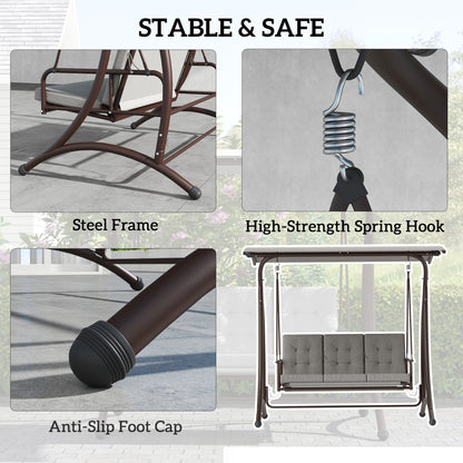 Outsunny Convertible Three-Seater Swing Bed - Grey