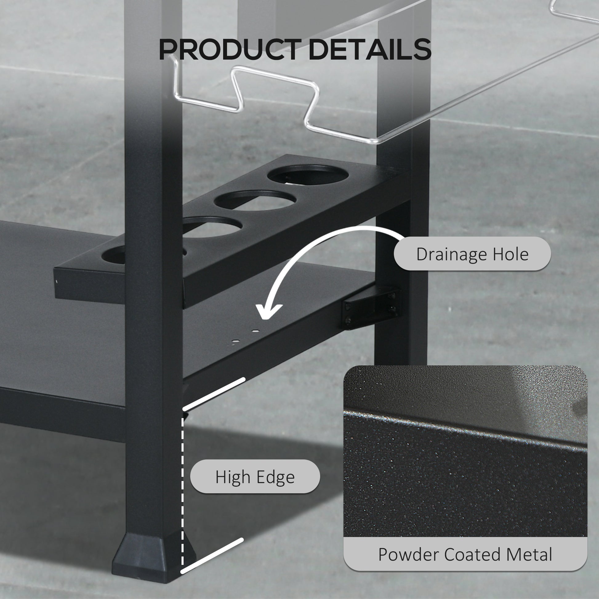 Outsunny Multi-Feature BBQ Grill Table, with Stainless Steel Top - Black