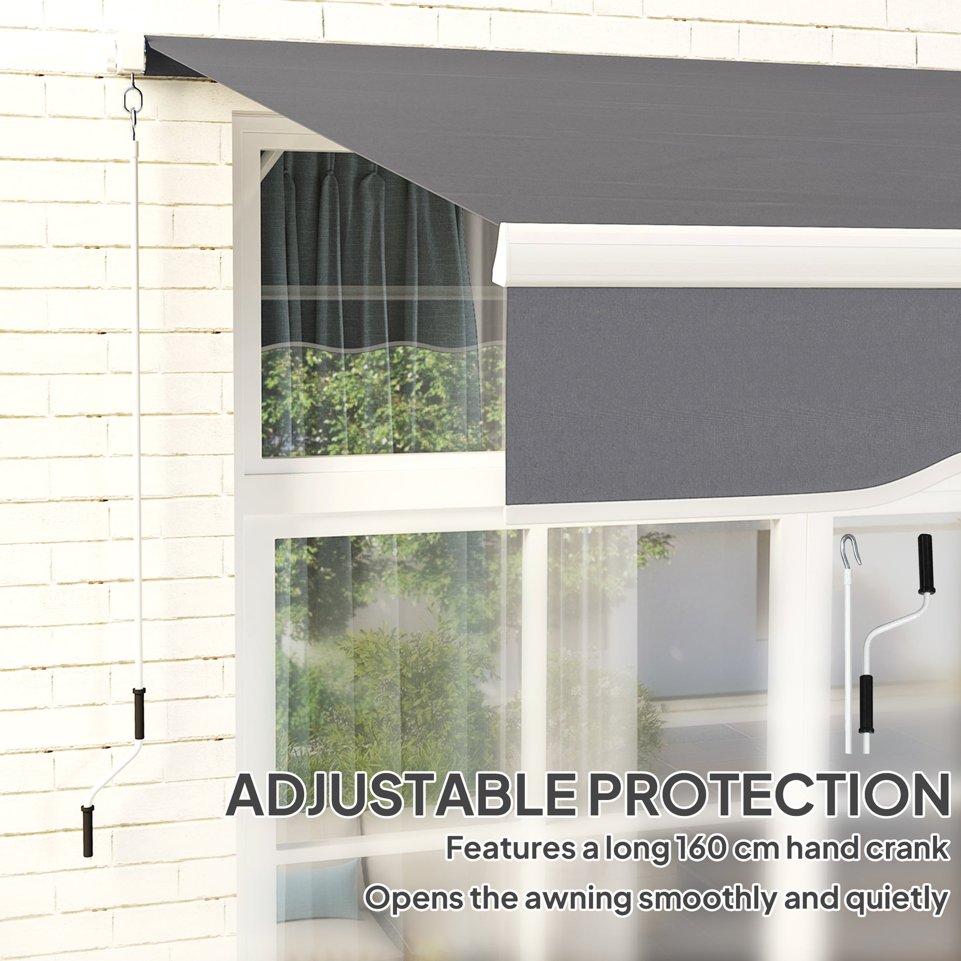 Outsunny 2 x 2.5m Manual Retractable Awning - Dark Grey