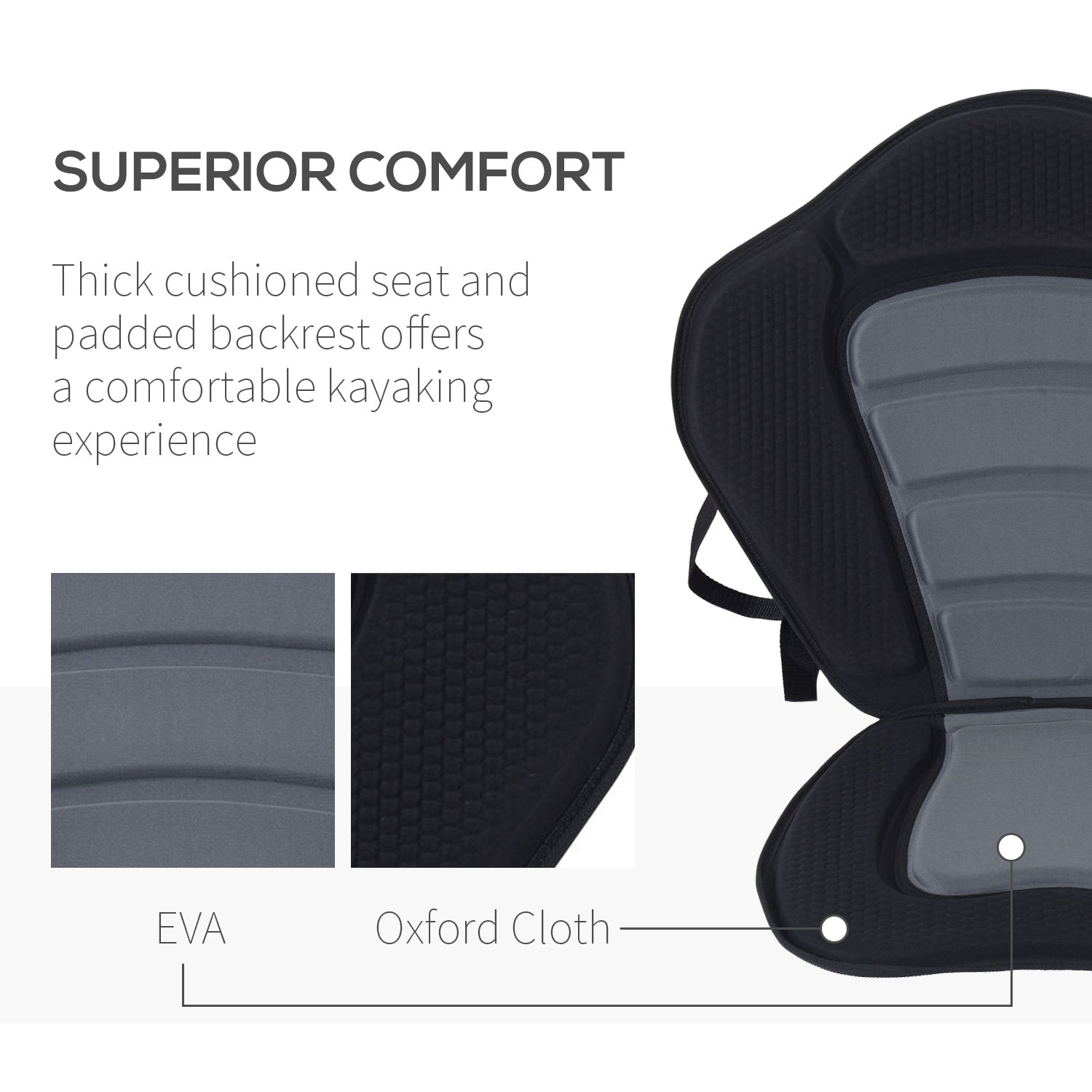 HOMCOM High Back Detachable Canoe/Kayak Seat-Black