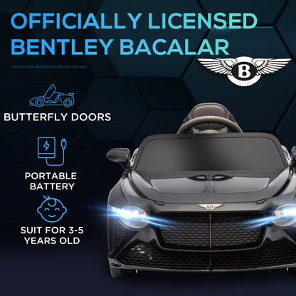HOMCOM Bentley Bacalar Licensed 12V Kids Electric Ride on Car w/ Remote Control, Powered Electric Car with Portable Battery, Music, Horn
