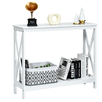 2 Tier Wooden Console Table-White
