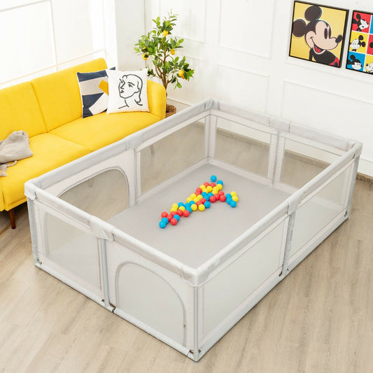 Kids Infant Safety Yard Activity Center with Ocean Balls-Grey