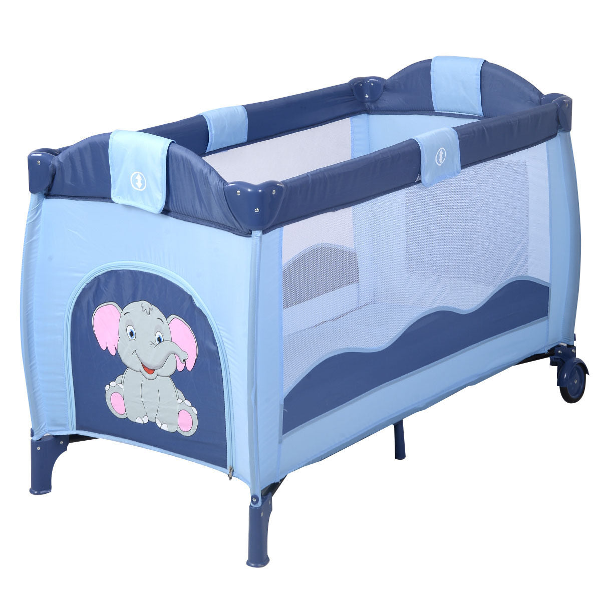 Baby Sleep/ Play Travel Cot with Bag and Detachable Toys-Blue