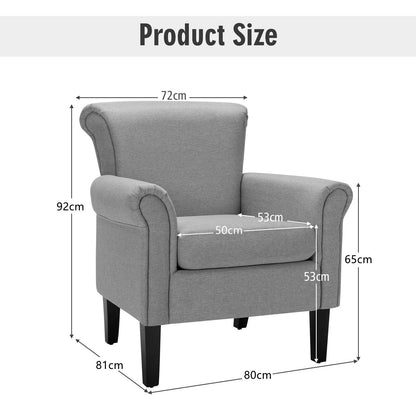 Upholstered Lounge Tub Armchair for Living Room Bedroom -Light Grey