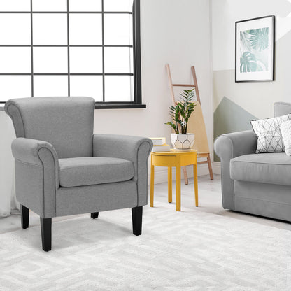Upholstered Lounge Tub Armchair for Living Room Bedroom -Light Grey