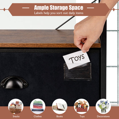 Metal Frame Cabinet Organiser for Home Bedroom -2 Drawers?Open Shelf