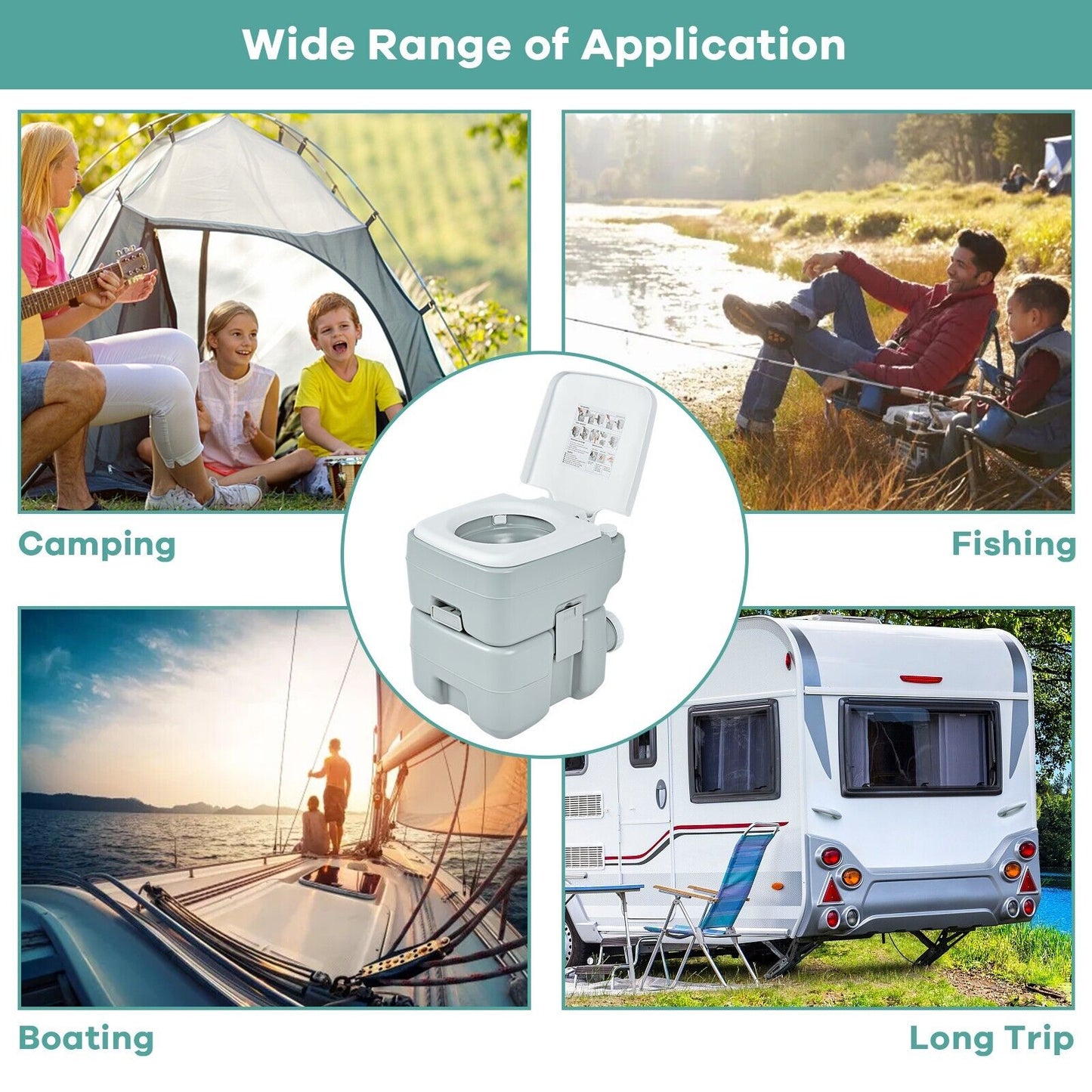 20L Outdoor Flushing Toilet without Level Indicator for Hiking Travel 