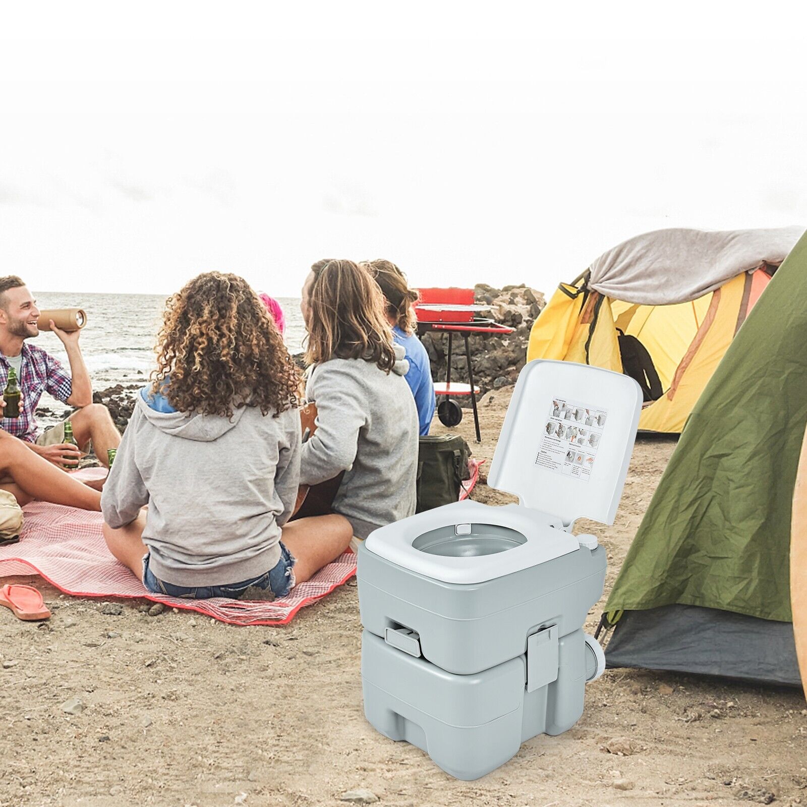 20L Outdoor Flushing Toilet without Level Indicator for Hiking Travel 