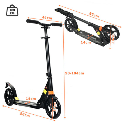 Pro Push Stunt Kick Scooter with Adjustable Bar and Carry Strap-Black