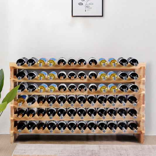 Stackable Shelf Wooden Wine Holder Rack for 72 Bottles 