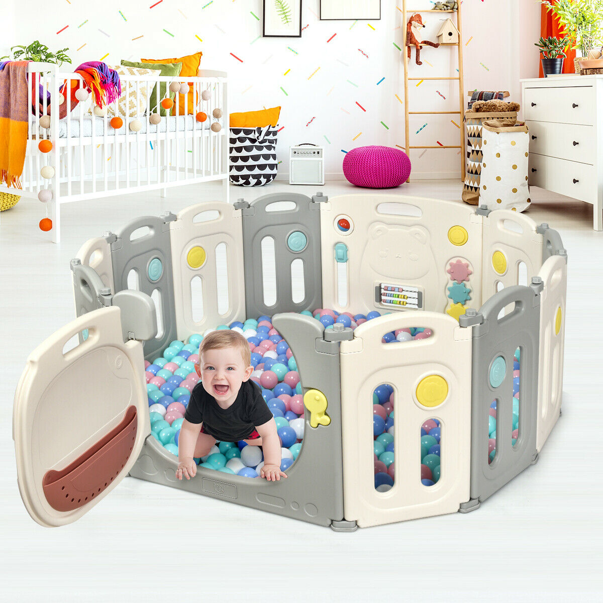 Portable 10+2 Large Panel Toddler Playpen 