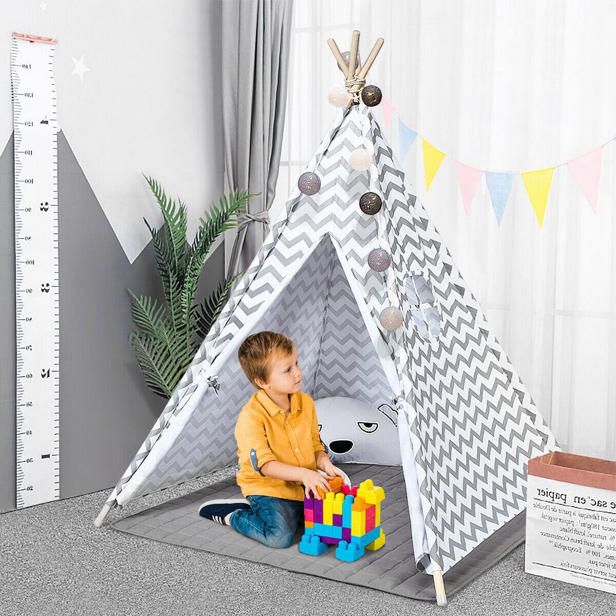 Kid's Tepee Tent with Floor Mat