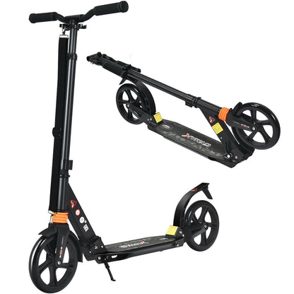 Pro Push Stunt Kick Scooter with Adjustable Bar and Carry Strap-Black