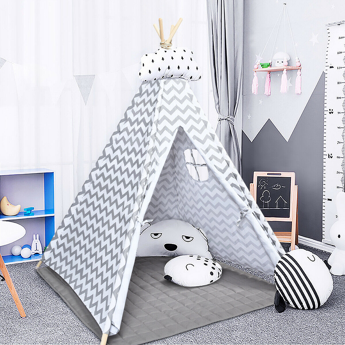 Kid's Tepee Tent with Floor Mat
