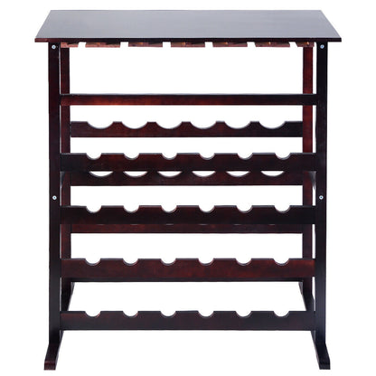 24 Bottle Wood Storage Wine Rack 18 Glass Holder Wine Display Stand Shelf