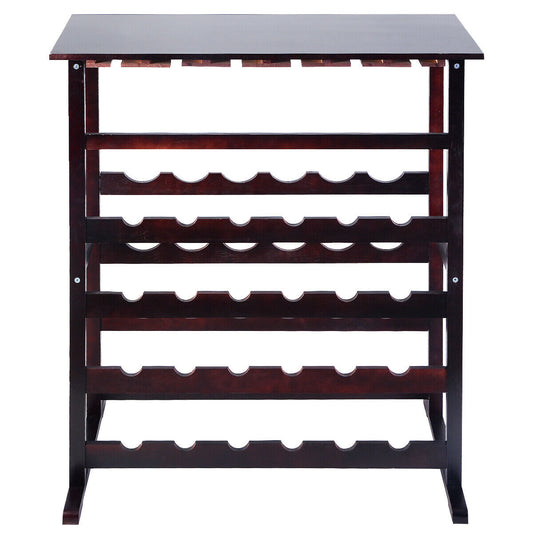 24 Bottle Wood Storage Wine Rack 18 Glass Holder Wine Display Stand Shelf