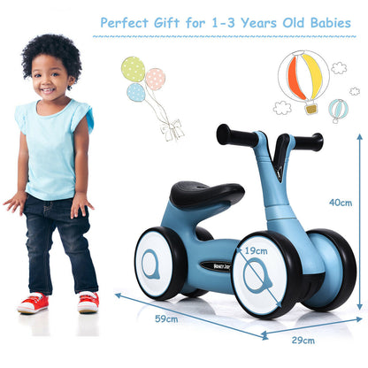 Baby Walker Kids Toddler Balance Bike Toy 4 Wheels-Blue